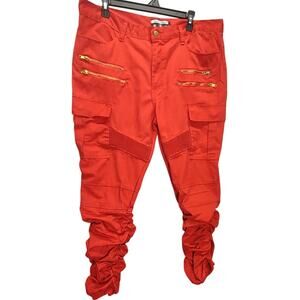 Brooklyn State Mens Designer Stacked Red Denim Slim Skinny Jeans Pants